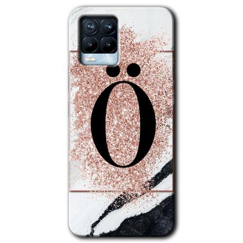 Realme 8 Pro Kılıf Baskılı Arka Kapak - Pembe Mermer Desenli Ö Harfi +Tam Ekran Koruyucu