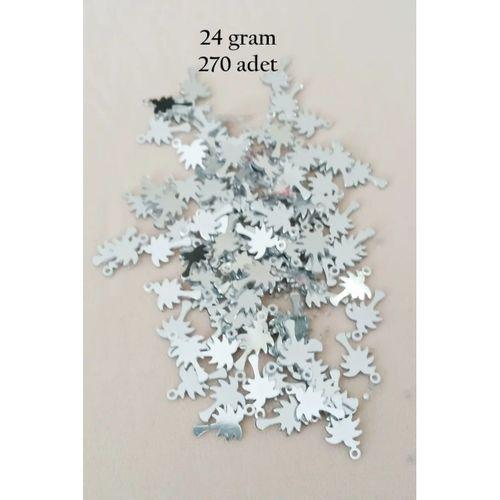 Oya Abiye Bileklik Kolye Pleksi Metalik Plastik Pul Gümüş Renk 24 gram 270 adet - BNC566