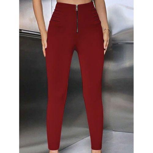 Kadın Yüksek Belli önden Fermuar Ve Nervur Detaylı Dalgıç Tayt