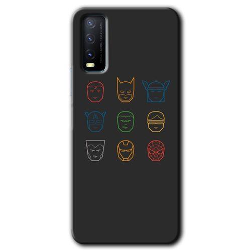 Vivo Y11s HD Baskılı Kılıf + 9D Tam Ekran Koruyucu - Avengers Minimalism