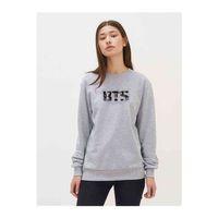 Bts Logo Baskılı Gri Kadın Sweatshirt