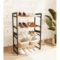 4 Katlı Ahşap Ayakkabılık