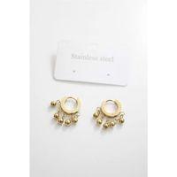 Çelik Boncuklu Halka Küpe - Altın