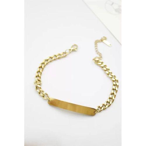 Plaka Zincir Bileklik - Altın