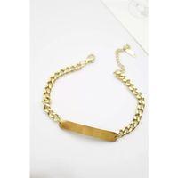 Plaka Zincir Bileklik - Altın