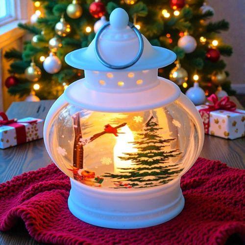 VIP KALİTE OVAL BEYAZ SİNCAP YILBAŞI FENERİ GÜN IŞIĞI LED IŞIKLI FENER YILBAŞI HEDİYELERİ 14X8X4 CM