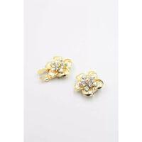 Taşlı Düğme Broşu - Altın