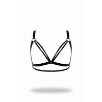 Siyah Göğüs Harness Suni Deri Halkalı Vücut Aksesuarı - Brf238