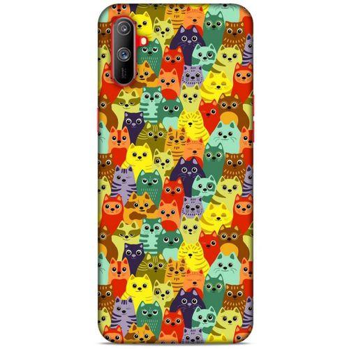 Lopard Oppo Realme C3 Uyumlu Kılıf Kediler (38) Neo Hybrid Kılıf Mor