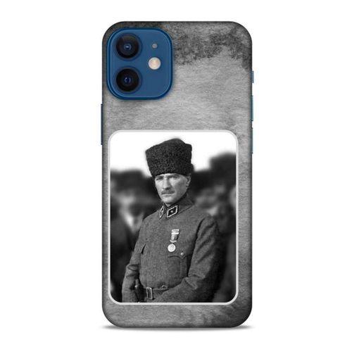 Apple iPhone 12 Mini Kılıf Atatürk (38) Neo Hybrid Kılıf Antrasit Taş