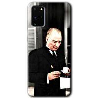 MRCİLETİSİM MRCİLETİSİM Samsung Galaxy S20 Plus Kılıf HD Desen Baskılı Arka Kapak + Temperli Cam - Atatürk Türk Kahvesi