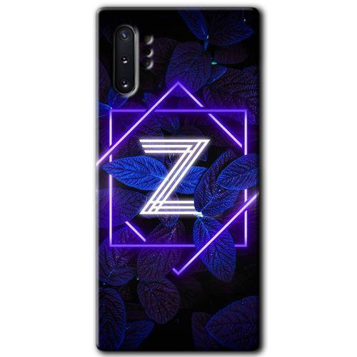 Galaxy Note 10 Plus Kılıf HD Desen Baskılı Arka Kapak - Dark Neon Yaprak Z Harfi