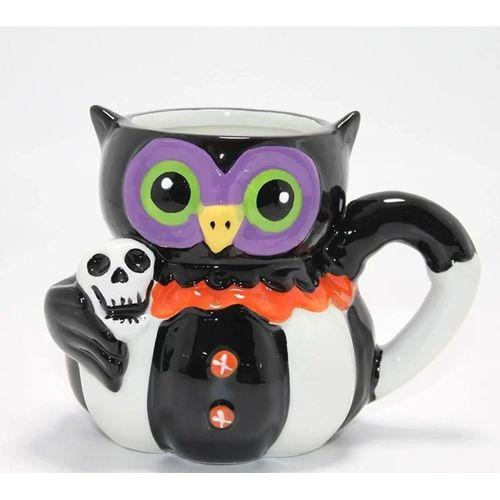 3d Kurukafa Tutan Baykuş Figürlü Seramik Kupa Bardak Alk4895
