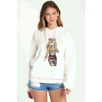Anime Attack On Titan Baskılı Beyaz Kadın Kapşonlu Sweatshirt