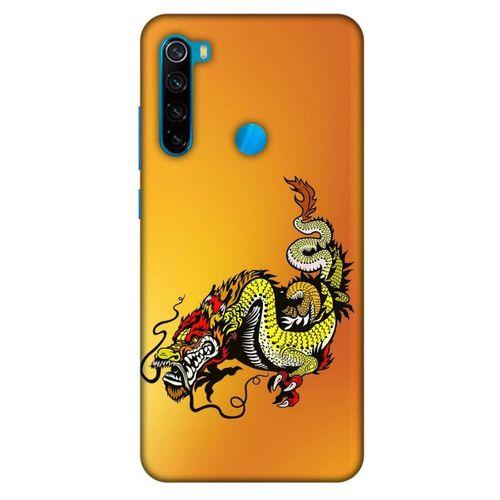 Xiaomi Redmi Note 8 Kılıf Dragons (28) Arka Kapak Tatoo Sarı Ejderha