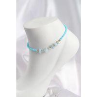 Turkuaz Renk Boncuklu Doğaltaş Görünümlü Halhal