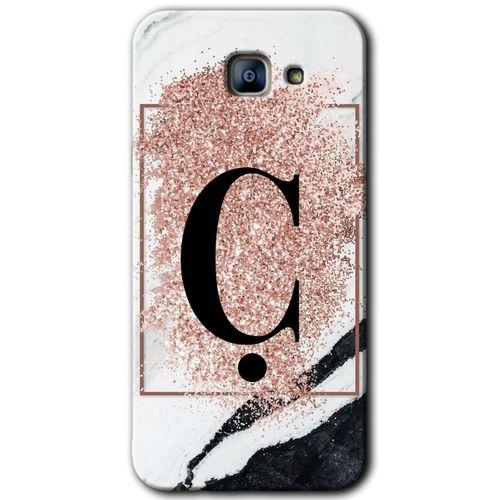 Galaxy A8 2016 Kılıf HD Desen Baskılı Arka Kapak - Pembe Mermer Desenli Ç Harfi + Kırılmaz Cam