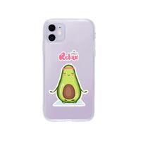 iPhone 11 Relax Avocado Desenli Premium Şeffaf Silikon Kılıf