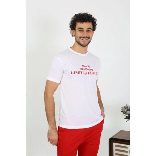 Erkek Kısa Kol Penye Beyaz Pijama Takımı