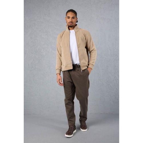 Ron Selanik Örme İçi Peluş Çift Fermuarlı Dik Yaka Erkek Hırka Sweatshirt  - Bej