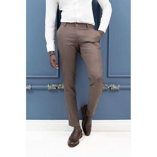 Slimfit Pamuklu Kendinden Çizgili Mevsimlik Kumaş Pantolon