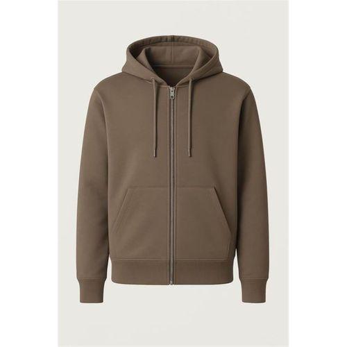 İçi Peluş Üç İplik Kumaş Oversize Fermuarlı Kapüşonlu Sweatshirt - Kapari