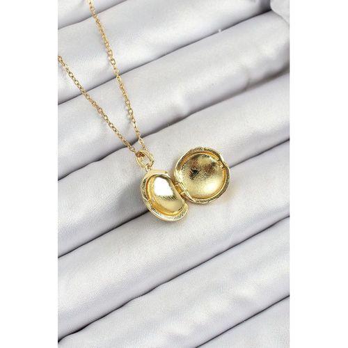 316L Çelik Zincir Açılabilir Sanatsal Vintage Çiçek Model Gold Renk Kadın Kolye