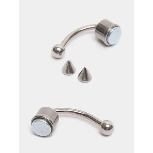 Gümüş Mıknatıslı Fake Burun Piercing -Top Ve Ok Uçlu Paslanmaz Septum Deliksiz Pirsing