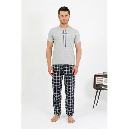 Erkek Pamuk Kısa Kol Pijama Takım Gri