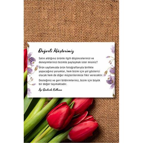 Müşteri Deneyimi ve Yorum İçin Teşekkür Kartı 100 adet 8 cmx5 cm Yüksek Kaliteli 300 gr Mat Kuşe