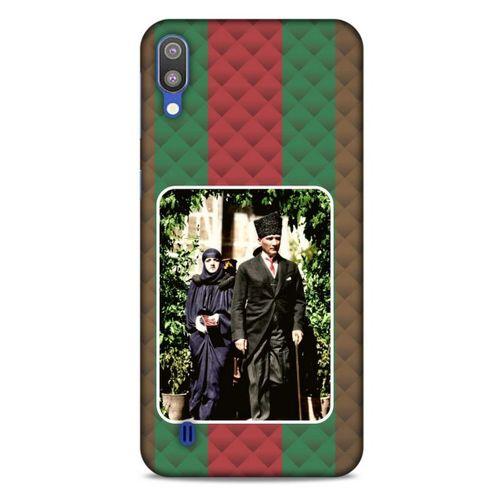 Samsung Galaxy M10 Kılıf Atatürk (22) Tam Koruma Kılıfı Yeşil Kırmızı