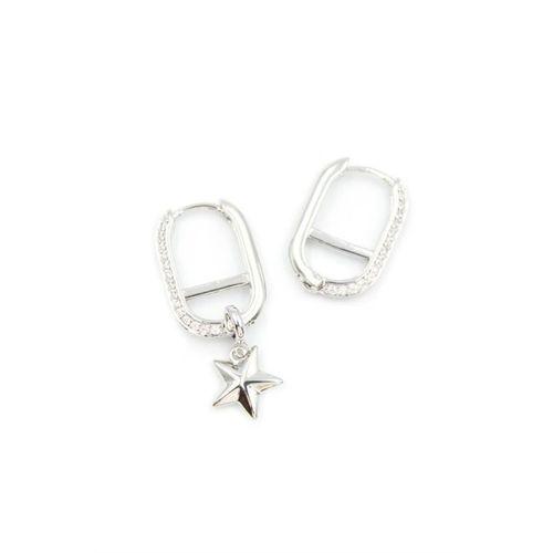 Halka Yıldız Küpe - Gümüş
