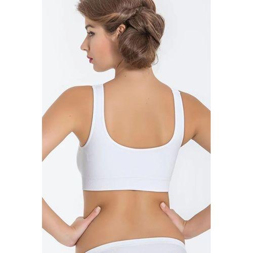 Kadın Beyaz Kalın Askılı Çıkarılabilir Pedli Örme Seamless Dikişsiz Basic Büstiyer