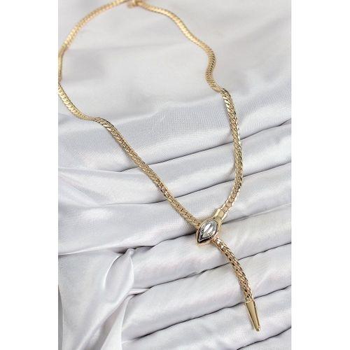 Pirinç Asansörlü Yılan Model Gold Renk Kadın Kolye