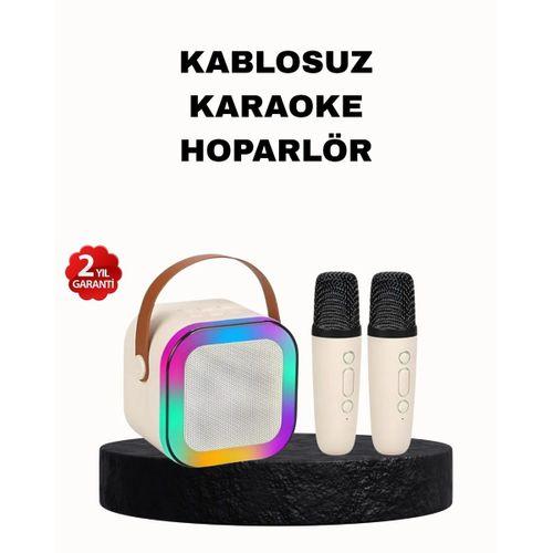 Karaoke Hoparlör Taşınabilir Çift Mikrofonlu Ve Led Işıklı Bluetooth 5.0