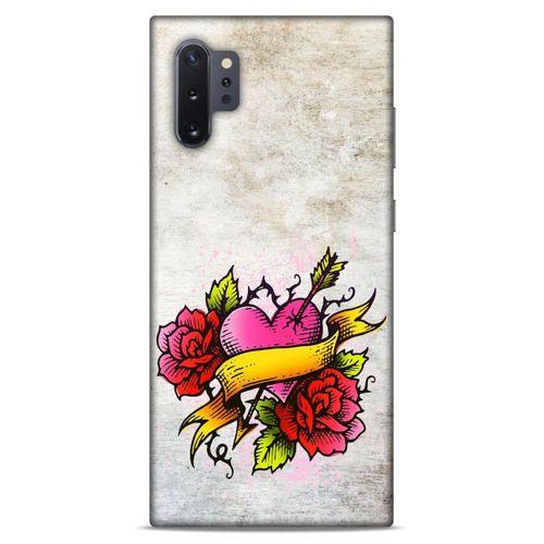 Lopard Samsung Galaxy Note 10 Plus Uyumlu Kılıf Tattoo's (12) Koruyucu Silikon Gri Pembe
