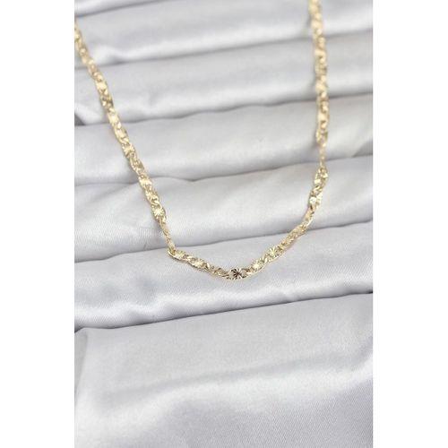 CM 14K Gold Renk Lazer Zincirli Model 60 cm Kadın Kolye