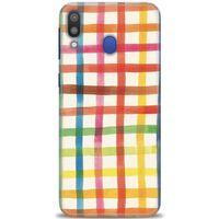 Samsung Galaxy M20 Kılıf HD Baskılı Kılıf - Renkli Kareler + Tam Ekran Koruyucu