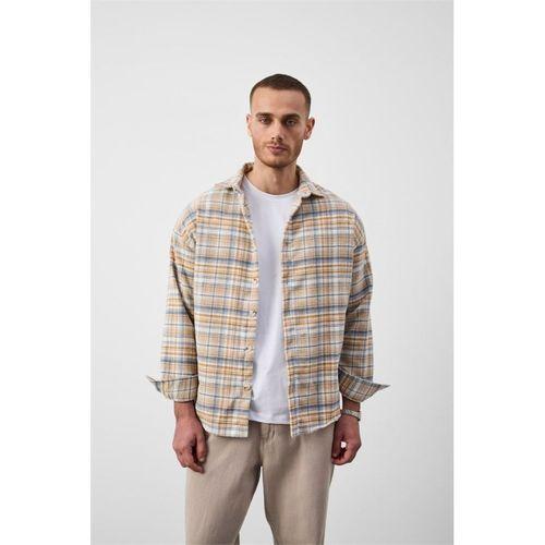 Jasper Relaxed Fit Pamuklu İnce Çizgili Oduncu Erkek Gömlek - Hardal