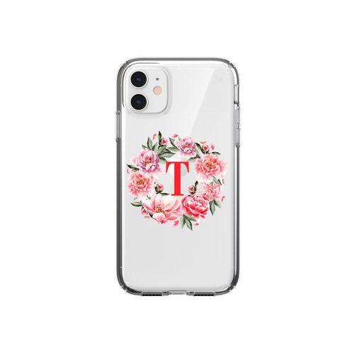 Kırmızı Çiçekli T Harfli Şeffaf iPhone 11 Telefon Kılıfı