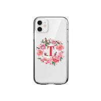 Kırmızı Çiçekli T Harfli Şeffaf iPhone 11 Telefon Kılıfı
