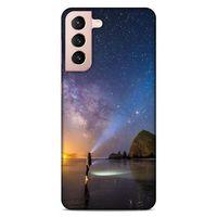 Lopard Samsung Galaxy S21 Uyumlu Kılıf Gece'S (21) Koruyucu Kapak Sarı Mavi