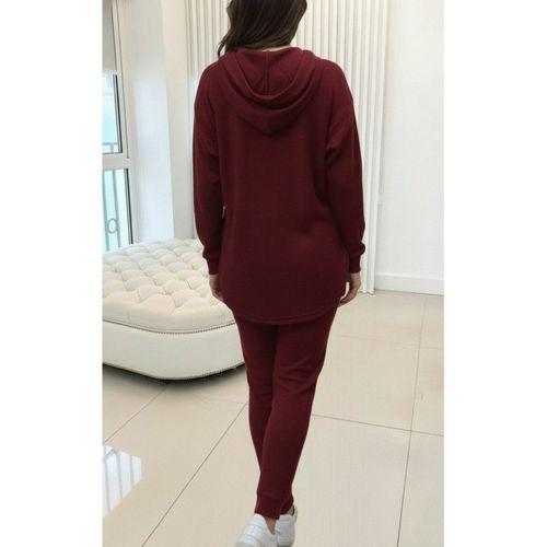 Kadın Uzun Kollu Kapşonlu Meloni Bluz Ve Pantolon Ikili Takım