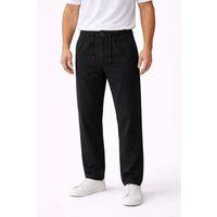 Erkek Keten Cepli Pantolon Lastikli Bel Bağcıklı Önden Fermuarlı - Siyah