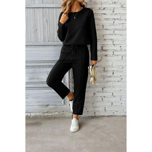 Kadın Uzun Kollu Yanları Nervurlu Viskon Iki Iplik Ve Pantolon Ikili Takım
