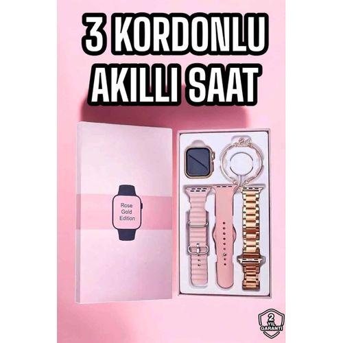 Akıllı Saat Amoled Ekran 3 Kordonlu Aksesuar Hediyeli Sesli Görüşme