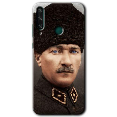 MRCİLETİSİM Huawei Y6P Kılıf Baskılı Kapak - Başkomutan Atatürk +Tam Ekran Koruyucu