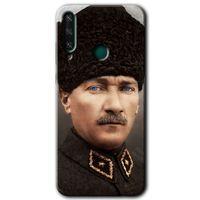 MRCİLETİSİM Huawei Y6P Kılıf Baskılı Kapak - Başkomutan Atatürk +Tam Ekran Koruyucu