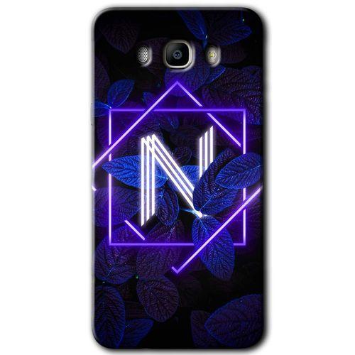 MRCİLETİSİM Samsung Galaxy J7 2016 Kılıf HD Desen Baskılı Arka Kapak + Temperli Cam - Dark Neon Yaprak N Harfi