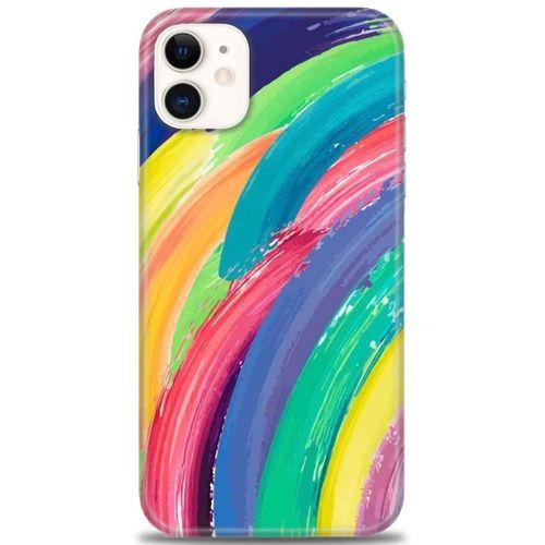 iPhone 11 Kılıf HD Baskılı Kılıf - Rengarenk + Tam Ekran Koruyucu